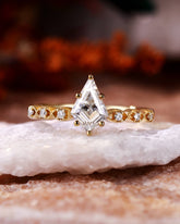 PETRA Kite Cut Moissanite Engagement Ring Milgrain marquise Design Promise Ring